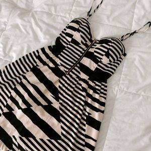 Material Girl Black & Cream Geometric Dress
